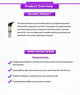 High Precision White UNIVO UBPT100Y Digital Humidity and Temperature Sensor for Meteorological Stations