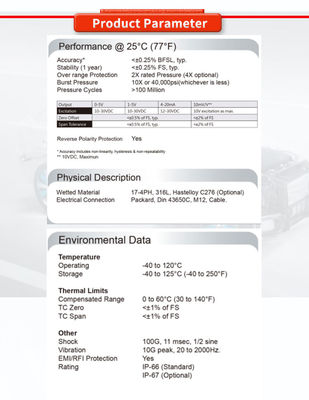 UNIVO UBST-400 Pressure sensors Tank Water Level Sensor for Liquid Level Measurement in Harsh Environments