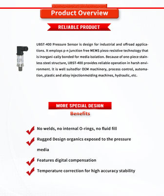 UNIVO UBST-400 Pressure sensors Tank Water Level Sensor for Liquid Level Measurement in Harsh Environments