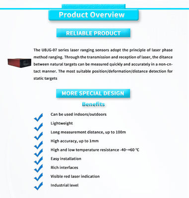 Single Point Distance Measurement Laser Sensor UBJG-07Y for Positioning Range 0.1-100m
