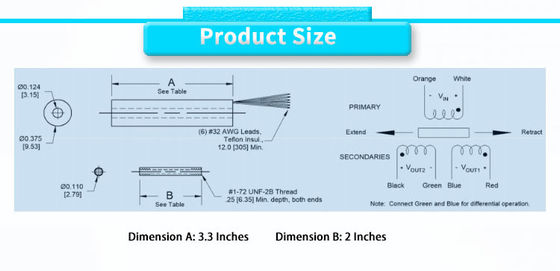 0.375 Inch Diameter UM-375-500 LVDT High Precision Micro Linear Displacement Sensor