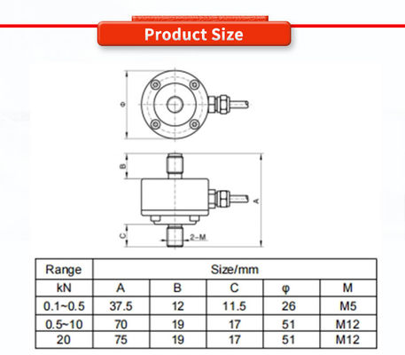 2.0mV / V Sensitivity Robotic Arm Tension And Compression Gravity Weighing Force Sensor